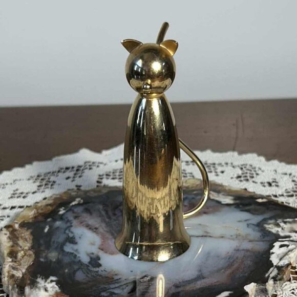 Vintage Napier brass kitty cat 1 oz jigger - Picture 2 of 10